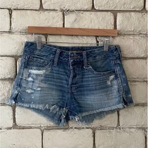 Abercrombie & Fitch Distressed Denim Cutoff Shorts - Mid Wash Size 25
